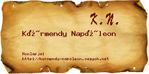 Körmendy Napóleon névjegykártya